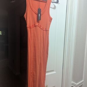 Vince Ribbed Tank Maxi Dress - Orange